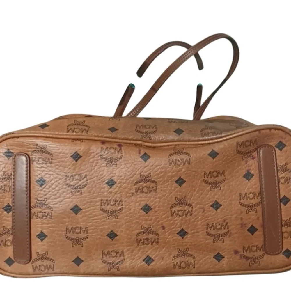MCM Cognac Liz Reversible Vestos Large Shopper Tote Brown Monogram Gold Hardware - Picture 3 of 6
